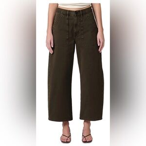 Citizens of Humanity Ayla Cropped Barrel Pant - Dark Olive